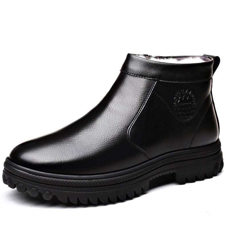 Winter Men's Genuine Leather Boots Wool Inner Thickening High-top Warm Ankle Boots  Business Leather Shoes Snow Boots