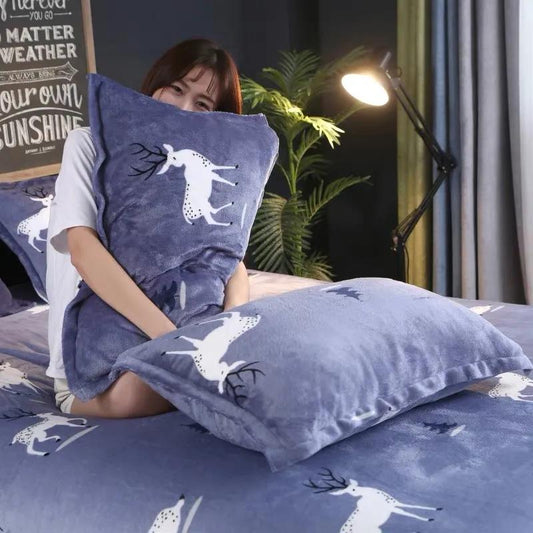48cmx74cm Coral Velvet Pillowcase Warm Anti-static Double Pillowcase Two-piece Bedroom Pillowcase