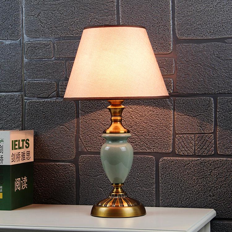 Resin Table Lamp Living Room Button Switch Bedroom Bedside Table Lights Fabric Home Decoration