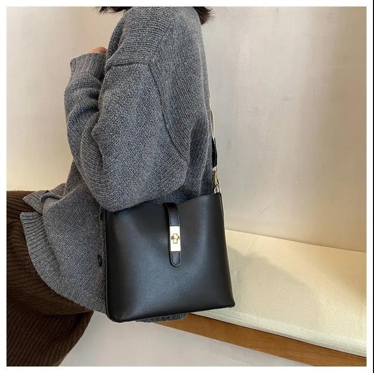 Crossbody Bags Portable PU Leather Wide Strap Shoulder Bags Casual Female Multi-Layer Large Capacity 3 Colors