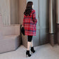 Women's Coat Autumn Winter Cassic Plaid Wool Coat Long Coat Female Woolen Outerwear Manteau Femme