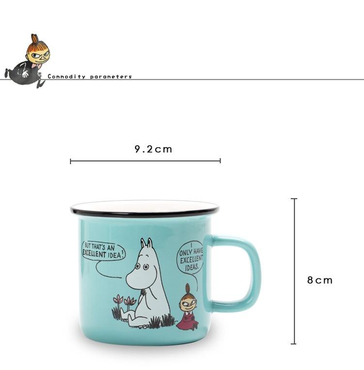 3 Colors Cartoon Ceramic Mug 300ML Student Breakfast Milk Coffee Cup with Handle Retro Imitation Enamel Mugs Office Gift