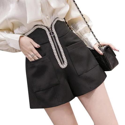 WTEMPO Irregular Solid Color Pants Shorts Women Spring and Summer High Waist Casual Loose A-line Wide-leg Pants