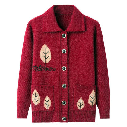 Thick Autumn and Winter Knitted Cardigan Sweater Coat Large Size Wild Sweater Women's Sweater