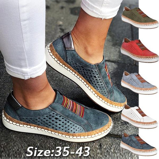 Womens Hollow-Out Breathable Sneakers Casual Slip On Shoes Loafers Comfortable Lazy Shoes