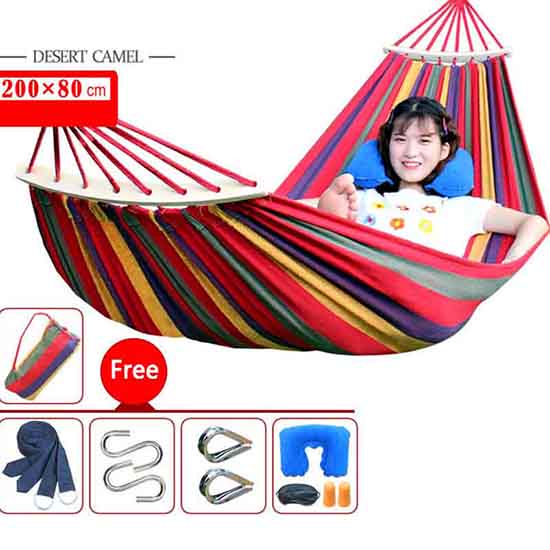Canvas Hammock Outdoor Adult Single Anti-Rollover Indoor and Outdoor Balcony Swing Chair