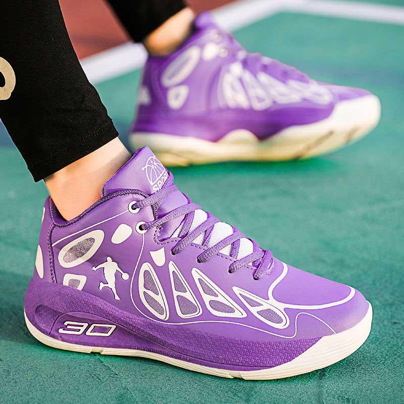 Men Leather Sneakers High-top Wear-resistant Basketball Shoes Deodorant Comfortable Running Shoes
