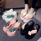Women's Large Size High-heeled Word Drag Female Slip Fashion Beach Sandals Sandals and Slippers DIY Flowers Sandals Simple