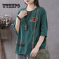 Fashion Womens Women's five-quarter sleeve stitching T-shirt Stitching Color Print Top T-shir