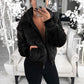 Women's Autumn and Winter Jacket Hooded Bunny Fur Grass Short Coat Female Long Sleeve Solid Color Warm