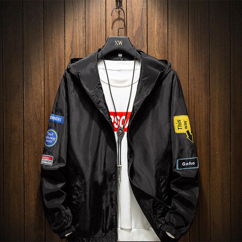 Spring and Autumn Men's Zipper Jacket Teen Jacket Trend Student Gown Thin Large Size Hooded Sports Top