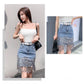 2020 Summer European Style High Quality Diamond Tassels Denim Shorts Woman Fashion High Waist Jeans Shorts