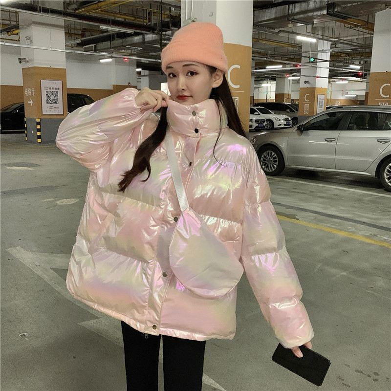 Winter Short Bright Face Loose Stand-up Collar Warm Down Jacket Winter Thick Warm Jacket Cotton Jacket