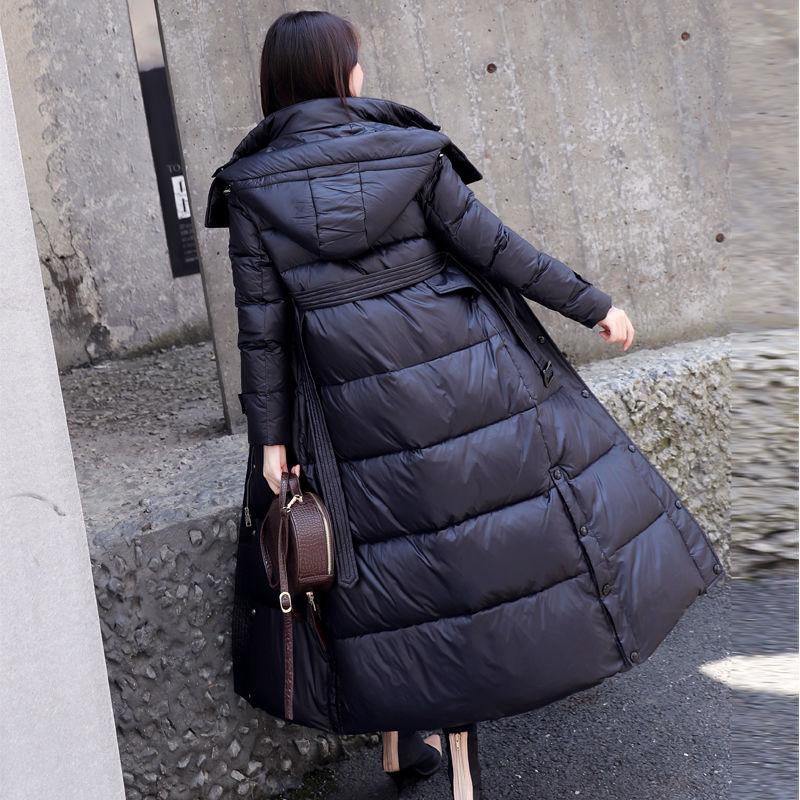 Winter Fashion Korean Style Shiny Thickened Loose Mid-length Down Jacket Women Over The Knee Warm and Comfortable Jacket