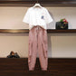Suit Women Spring and Summer Loose Thin Casual Two-piece Sports and Leisure Suit Cool Girl Adjustable Waist Two-piece Suit