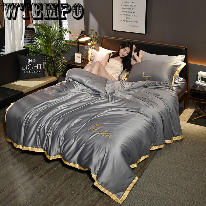 Summer Solid Color European Four-piece Bedding Comfortable Bedroom Home Supplies