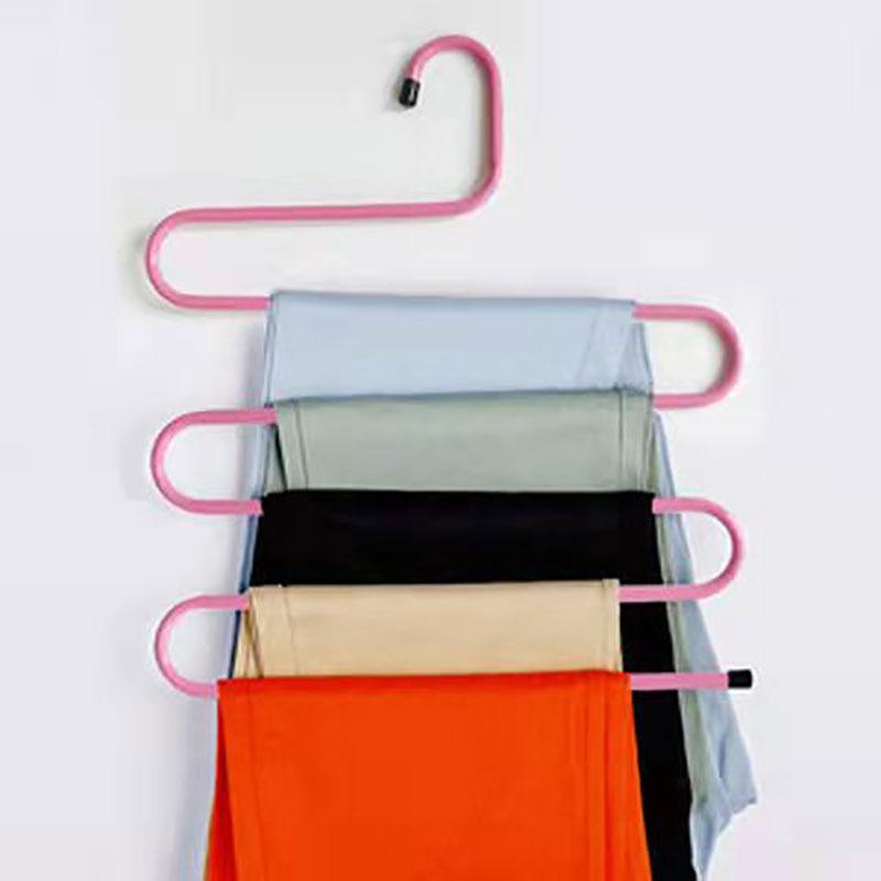 2PCS Household Multi-layer Pants Clip Magic Pants Rack Stainless Steel Multifunctional Wardrobe Pants Wrought Iron Clothes Hanger Bold Tie Towel Rack