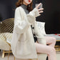 4 Colors Women V-neck Cashmere Long Section Loose Sweaters Knitted Cardigan Button Jacket