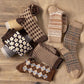 Two Pairs of Women's Socks Autumn and Winter Thickening Warmth Fashion Tube Socks Retro Printing Pile Socks