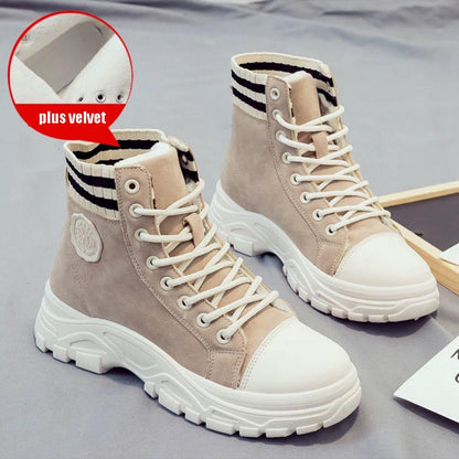 Women Ankle Boots Suede Leather  Thick-soled Short Boots Ladies Warm Shoes Autumn Winter Boots Plus Velvet Martin Boots