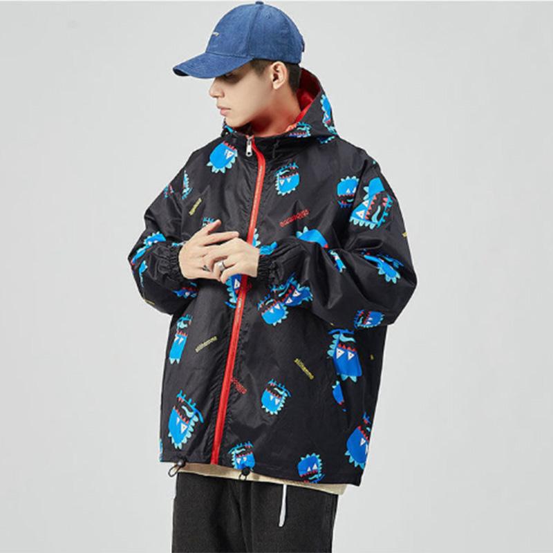 Men's Loose Plus Size Casual Windproof Hooded Jacket Men's Zipper Jacket Sports Jacket Student Jacket