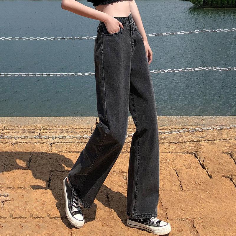 Jeans Women Loose All-match Trend Ins2022 Spring and Autumn New Hollow Design High Waist Wide Leg Pants