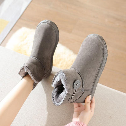 Women's Winter Plus Velvet Padded Snow Boots Button Cotton Shoes Warm Snow Cotton Short Boots