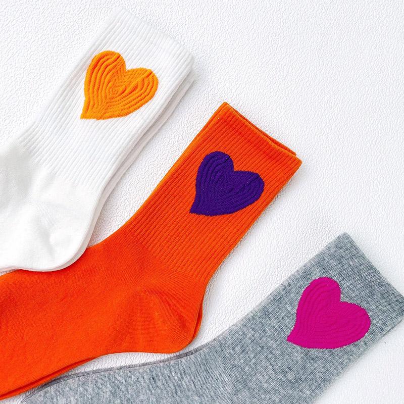 Three pairs of winter socks fashion multicolor love stockings women's cotton color stockings