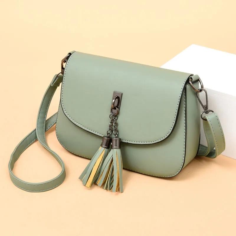 Women's Small Bag Messenger Bag Tassel Shoulder Bag Soft Leather Small Square Bag Handbag Purse
