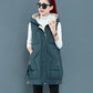 Autumn and Winter Down Jackets Women's Mid-length Cotton Vest Loose Thickened Cotton Vest Female Sleeveless Hooded Coats