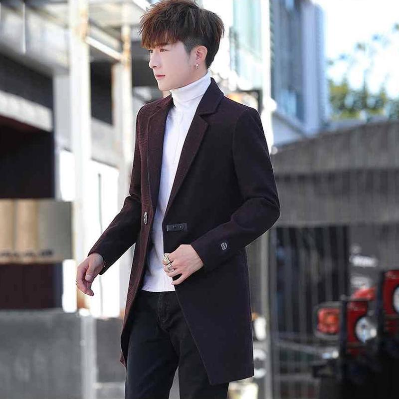 Men's Woolen Coat Long Windbreaker Man Jacket Overcoat for Male Casual Outwear Men Winter Clothing