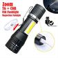 Bright XPE+COB 4Modes USB Rechargeable Waterproof Zoomable LED Flashlight Torch Tial Clip& Cable