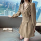 Suit Collar Long-sleeved Dress Women's Spring and Autumn Korean Style Design Windbreaker Short Skirt Ladies A-line Skirt