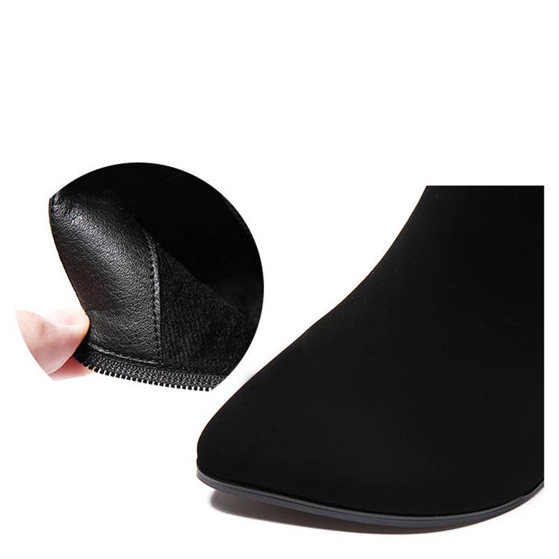 Shoes Boots Leather Botas European Chelsea Pointed Toe High Heels Booties Women Martin Boots