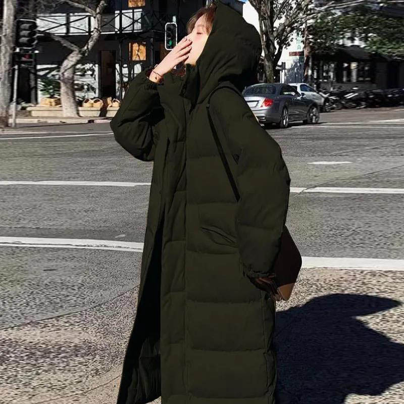 Quilted Jacket Autumn and Winter Korean Version Loose Large Size Slimming Winter Long length Over-the-knee Jacket