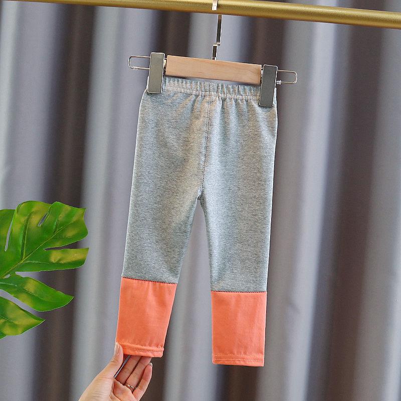 Girls' Leggings Summer Thin Section High Waist Solid Color Stitching Nine-point Pants Yoga Ballet Pants Outer Wear and Inner Wear