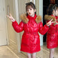 Girls Thick Warm and Wash-free Cotton Clothes Mid-length Warm Cotton Jacket