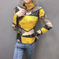 Spring and Autumn Slim Print High Neck Long Sleeve Tops Women's Large Size Stretchy Casual Bottoming Shirts