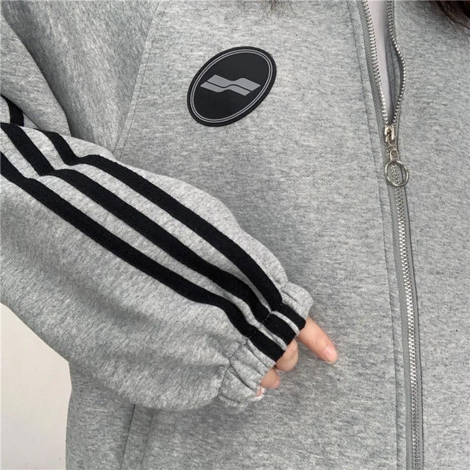 Women's Spring and Autumn Jacket Sports Sweater Couple Student Jacket Baseball Uniform Stand Collar Loose Casual Jacket for Girls