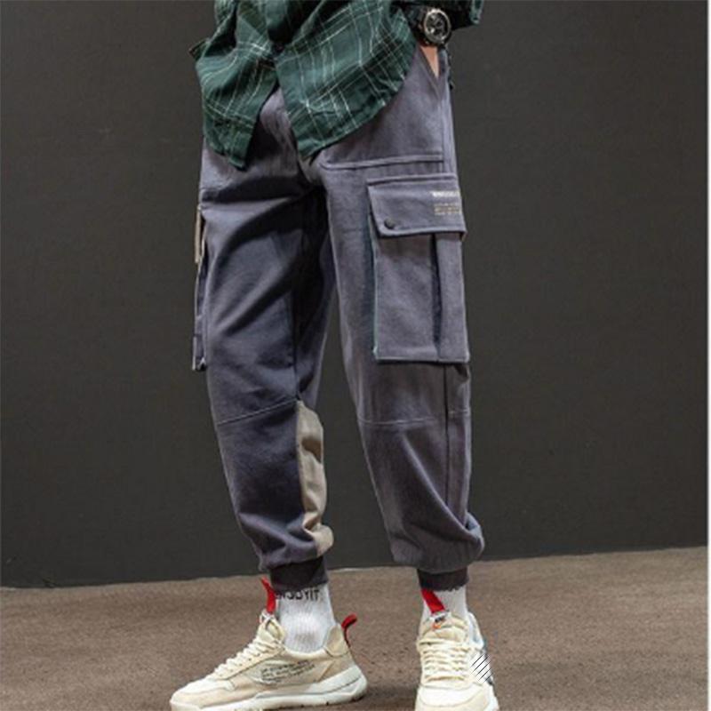 Cotton Retro Loose Hip-hop Ins Sports Pants Overalls Men's Contrasting Color Pockets Long Pants