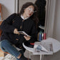 Retro Red Horn Buckle New Autumn and Winter Sweater Women's Knitted Cardigan Jacket Women Loose Outer Wear Korean Version of All-match