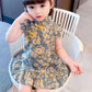 Children Dress Spring Summer Broken Flower Kids Clothing  Baby Girls Clothing Sleeveless Cheongsam Dress Girl