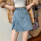 Women Sexy Sweet Solid Split Denim Skirt High Waist Above Knee Hip Skirt Casual Club Home Office