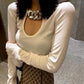 Spring and Autumn Slim Sexy Bottoming Shirt Long-sleeved Knitted Hollow Top Fashion Simple Female Sweater