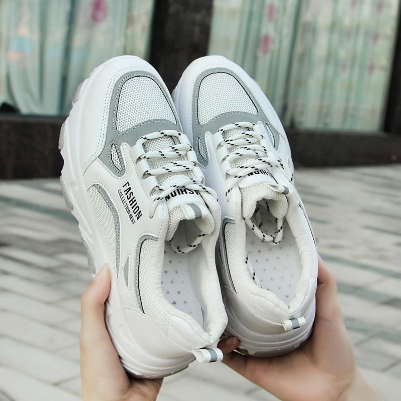 Sports Shoes Women Spring Summer Thick-soled High-rise Platform Sneakers All-match White Shoes Travel Shoes