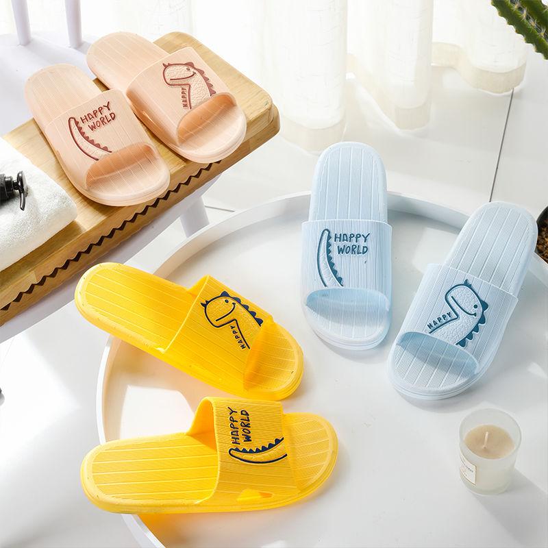 Summer Women Men Slippers Cartoon Dinosaur Thick Bottom Slide Sandals Ladies Couple Girls Boys Bathroom Shoes Zapatillas Mujer