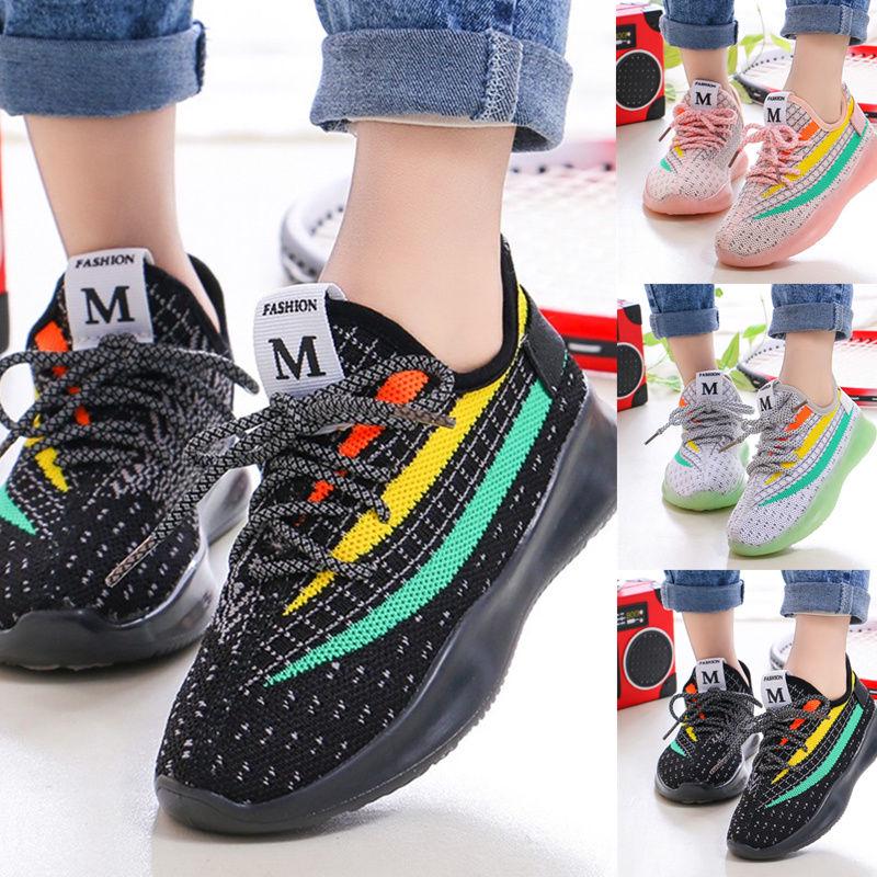 2020 Spring Boys Running Shoes Girls Casual Breathable Flying Woven Coconut Shoe Net Children's Sneakers