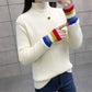 Plus Velvet Thickened Half-high Collar Long-sleeved Slim Pullover Sweater Shirt Women