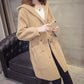 Autumn and Winter Knitted Cardigan Coat Korean Style Hooded Loose Sweater Mid-length Popular Coat Women