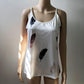 Fashion Women Summer Casual Feather Print Spaghetti Straps Sleeveless Tank Tops